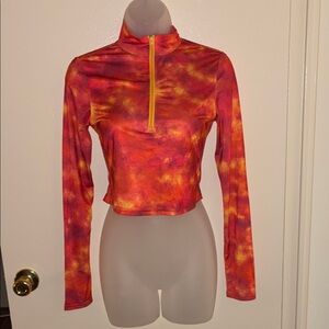 SHEIN Red and Orange Tie-Dye Crop Top